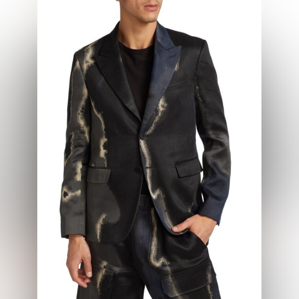 FENDI Giacca Moonlight Jacquard Linen Blend Blazer Jacket EU 48 US 38 Org $3,590